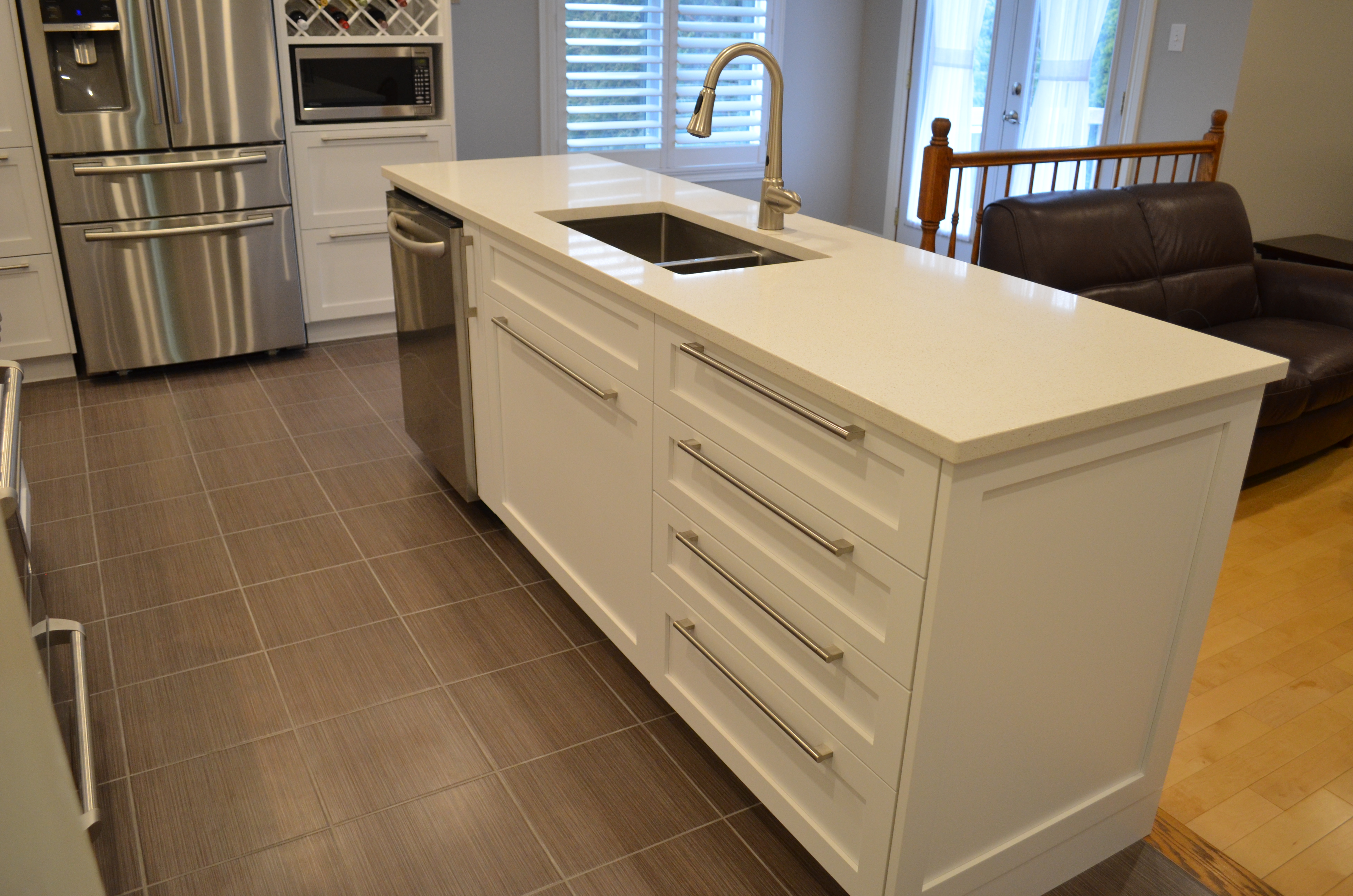 island Modern kitchen renovation white cabinetry Stittsville