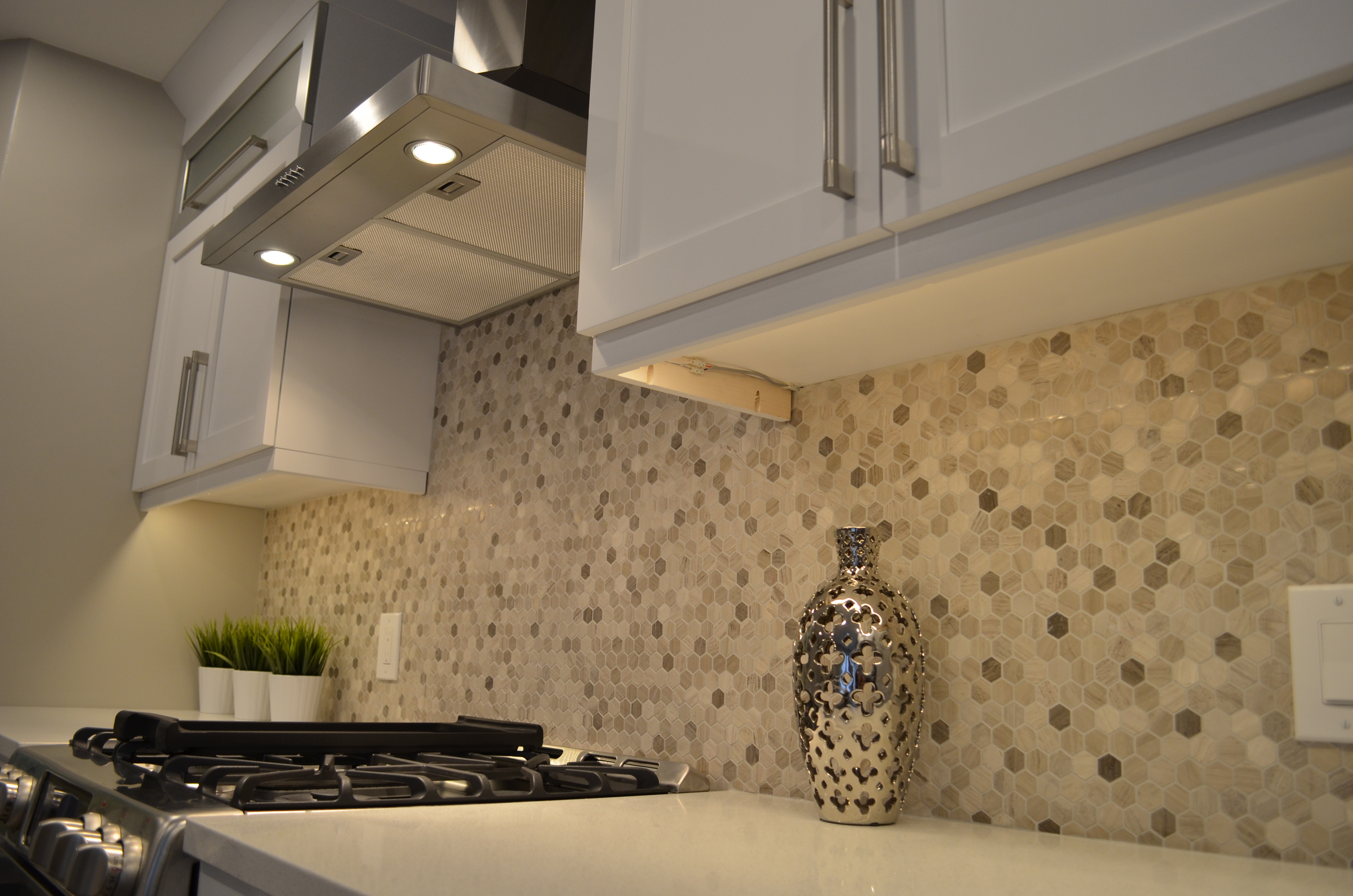 tile backsplash modern kitchen renovation white cabinetry Stittsville