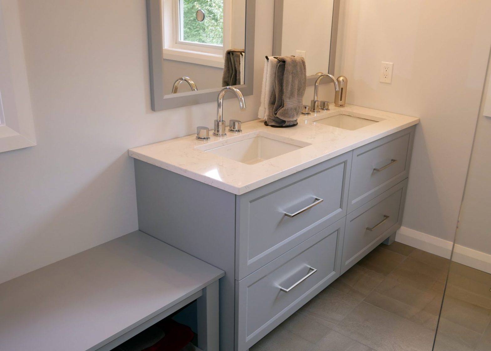 Grey custom double vanity