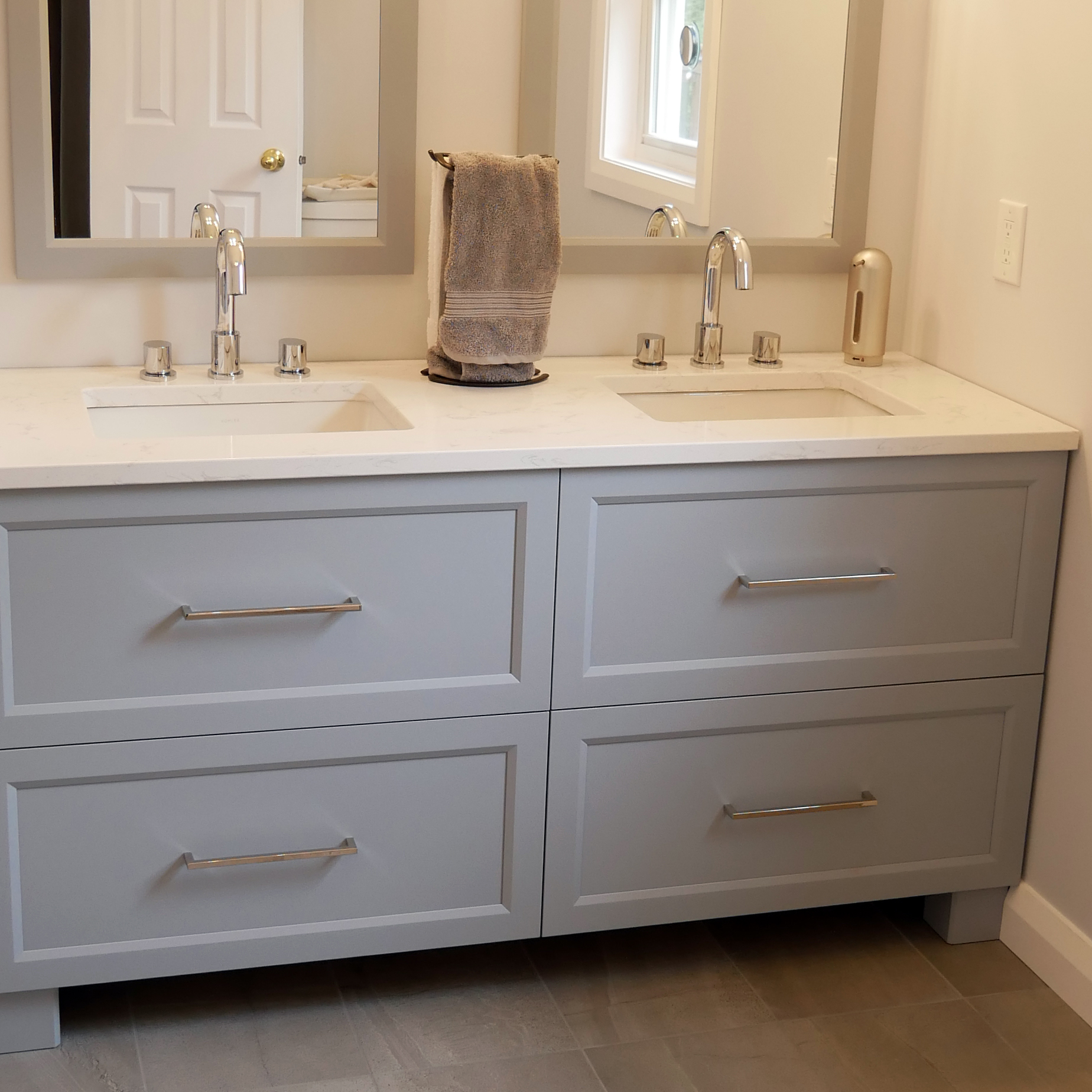 Grey custom double vanity