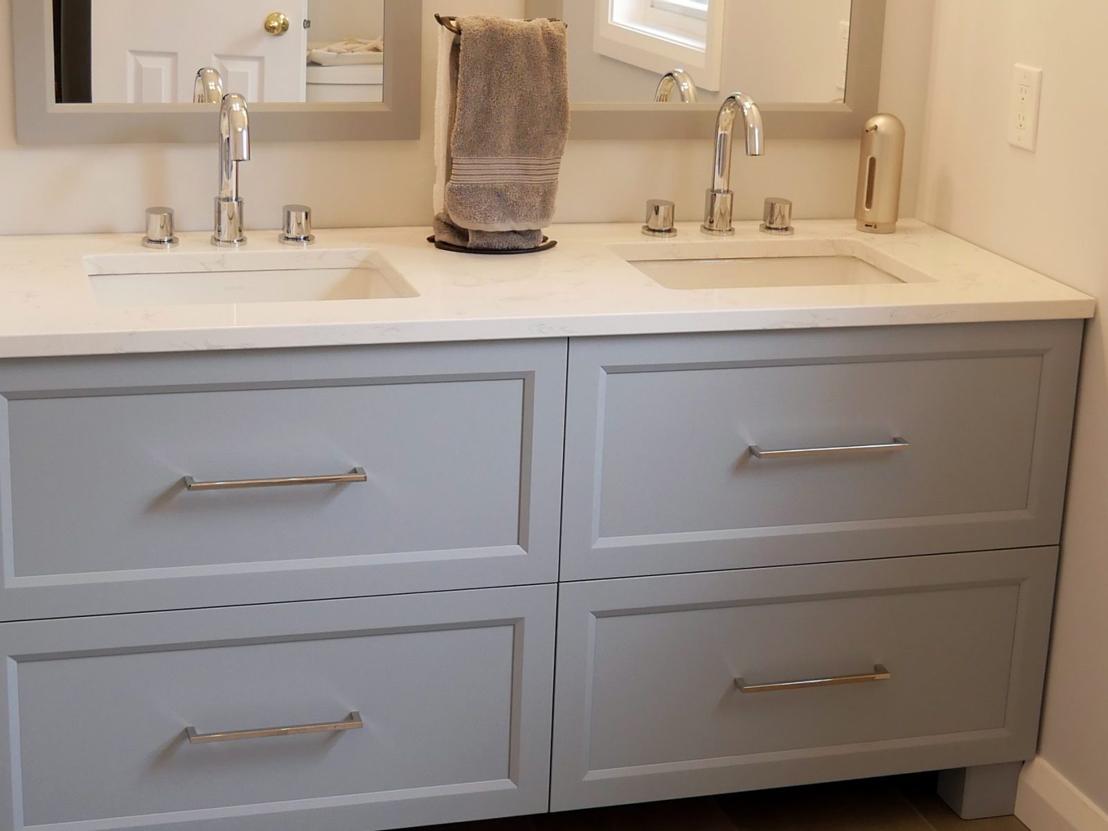 Grey custom double vanity